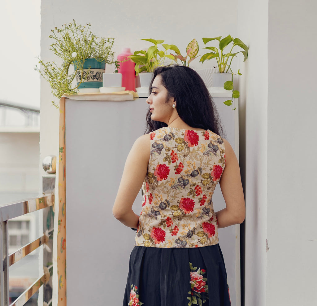 Floral Linen Waistcoat