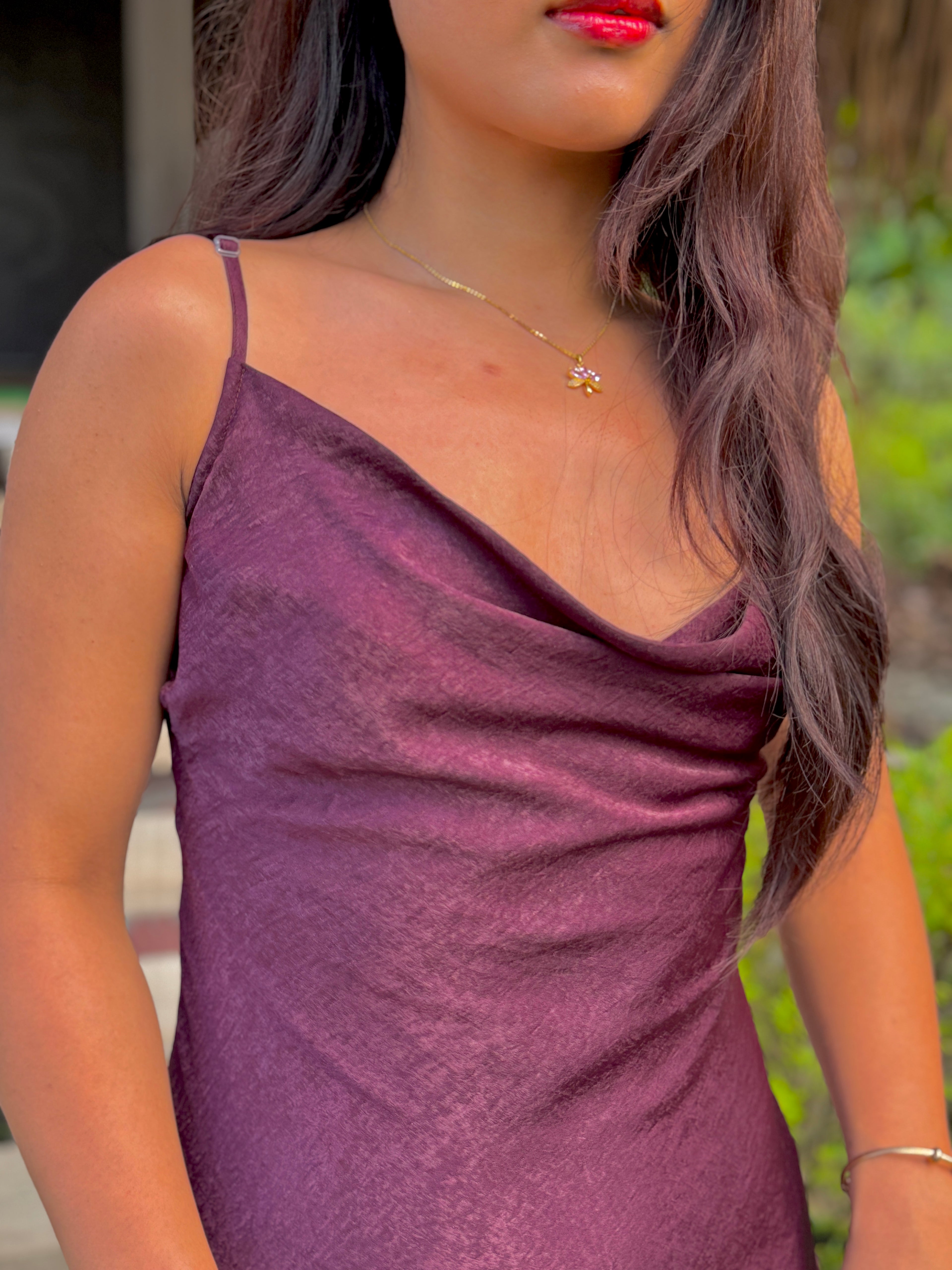 Versatile Wine Cowl Neck Dress