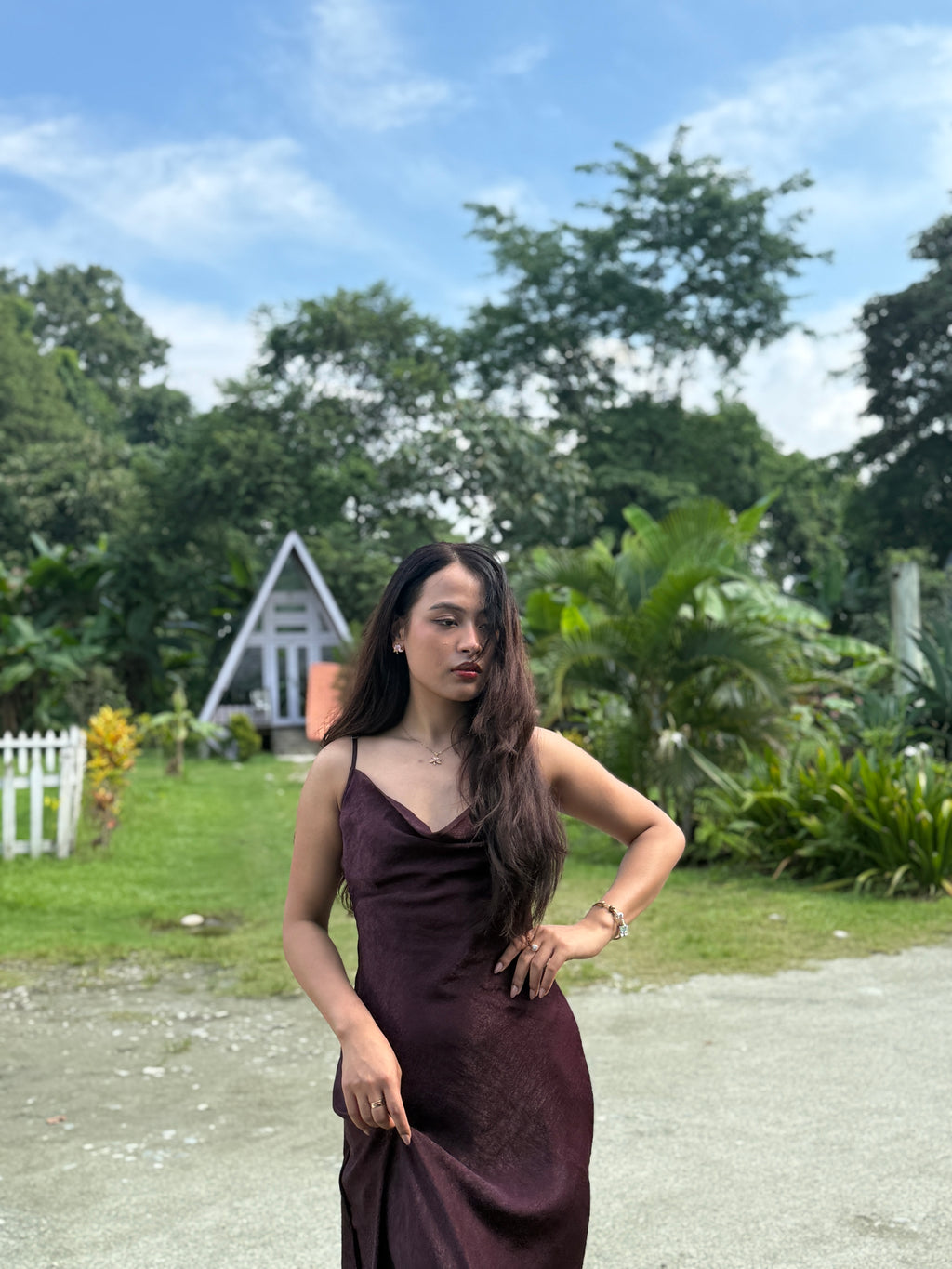 Versatile Wine Cowl Neck Dress