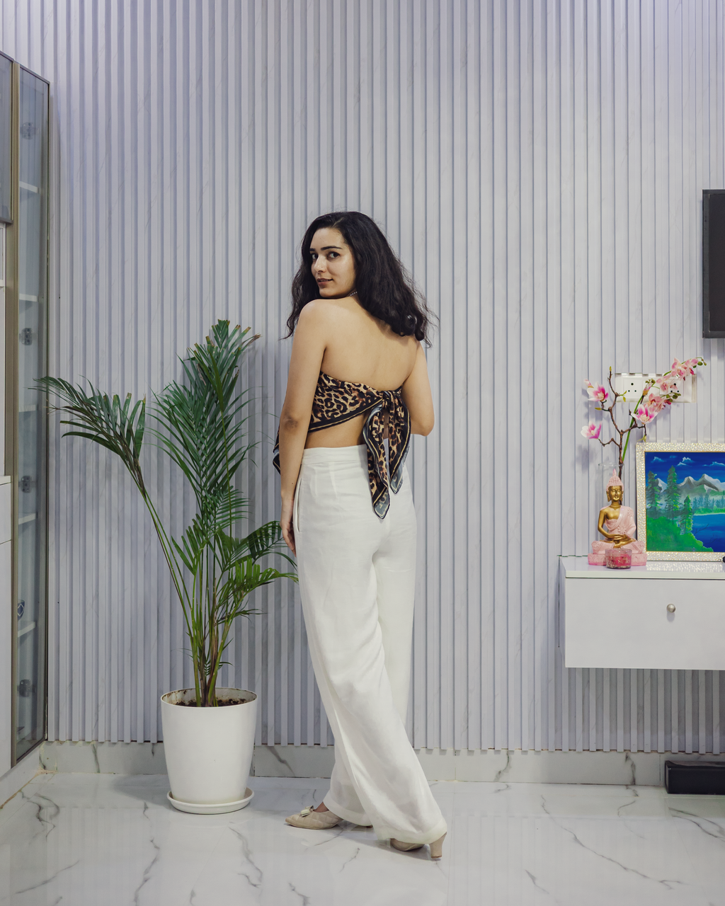 Leopard Print Multi-Style Square Silk Scarf (105cm X 105cm)