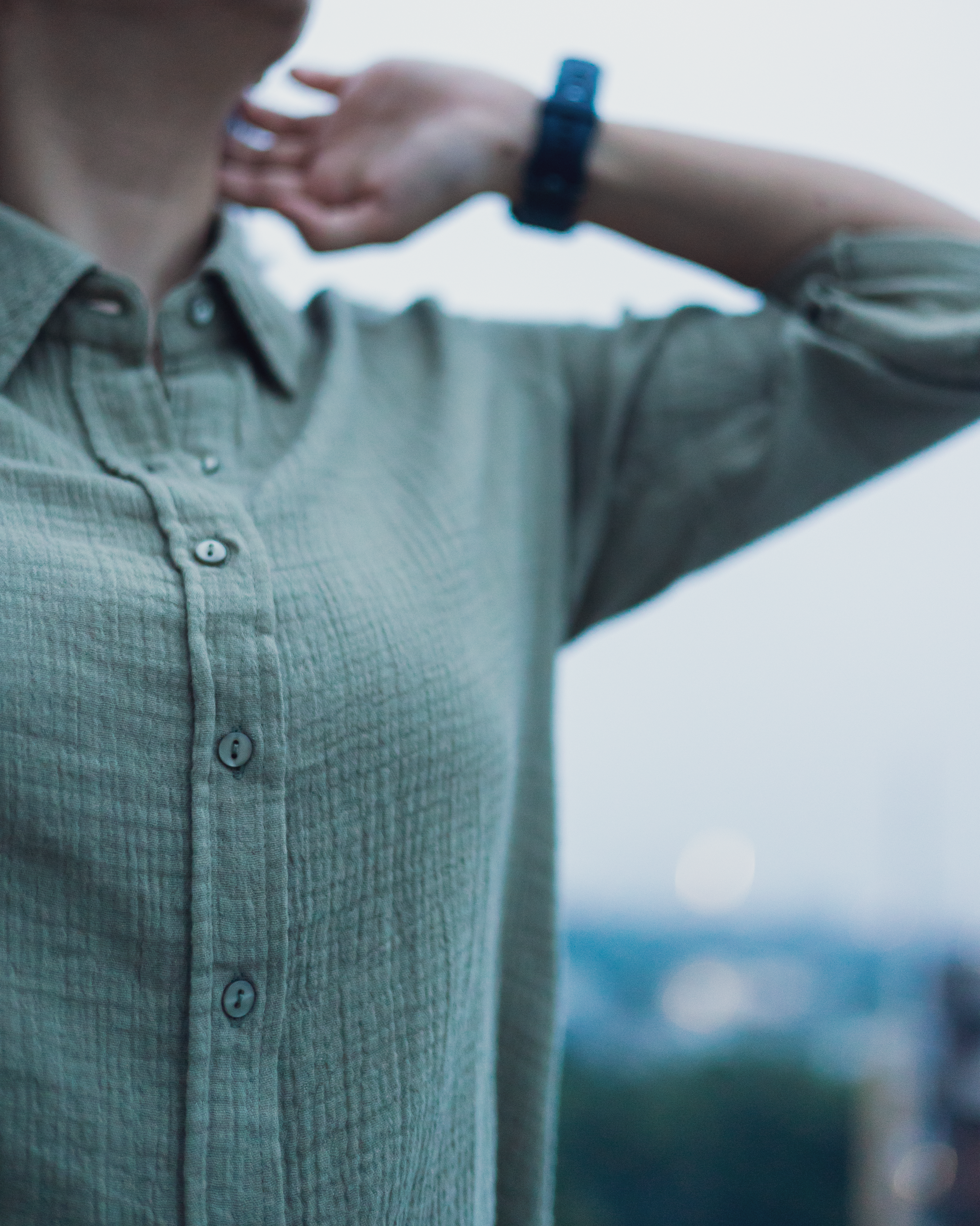 Olive Green Cotton Gauze Shirt