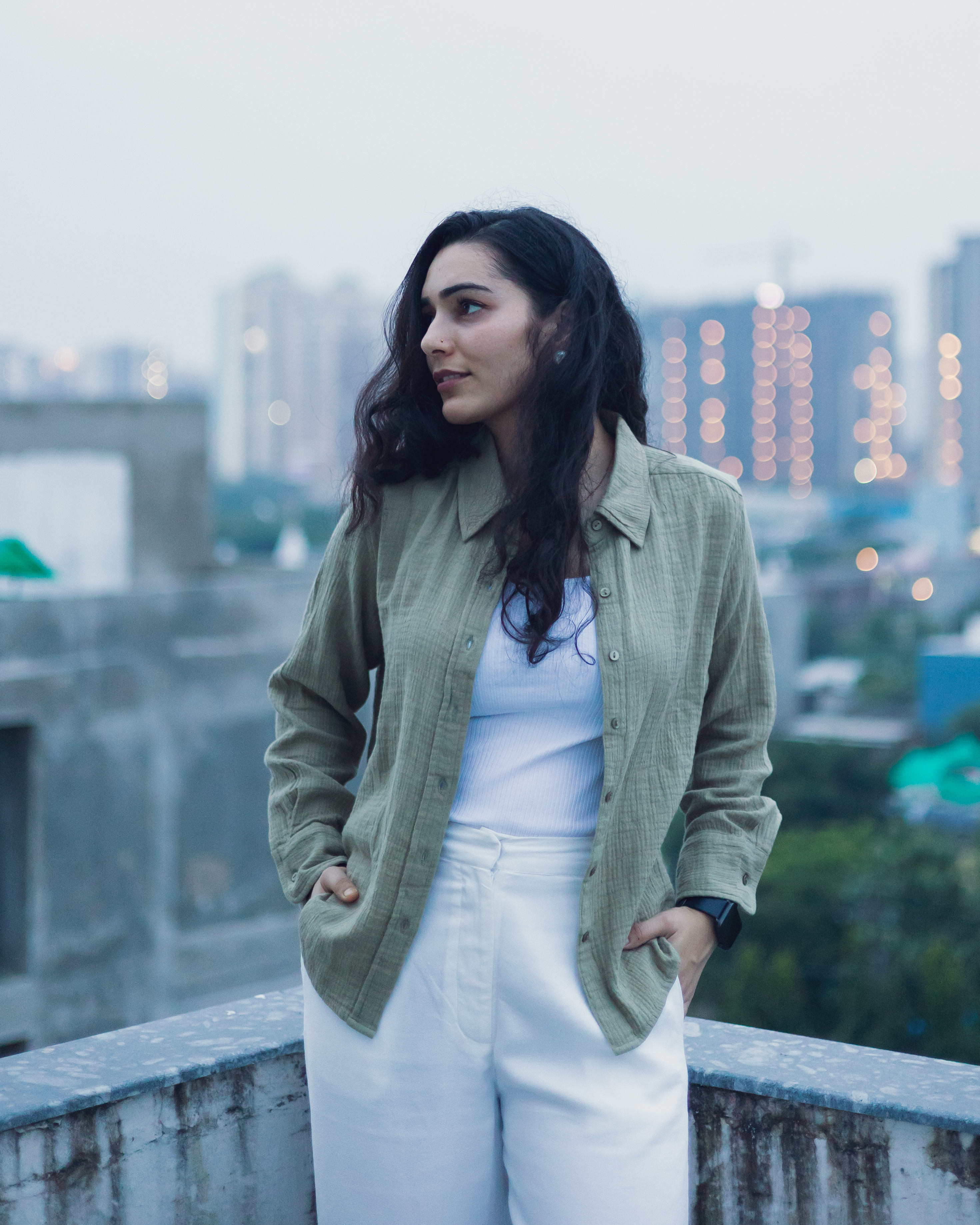 Olive Green Cotton Gauze Shirt