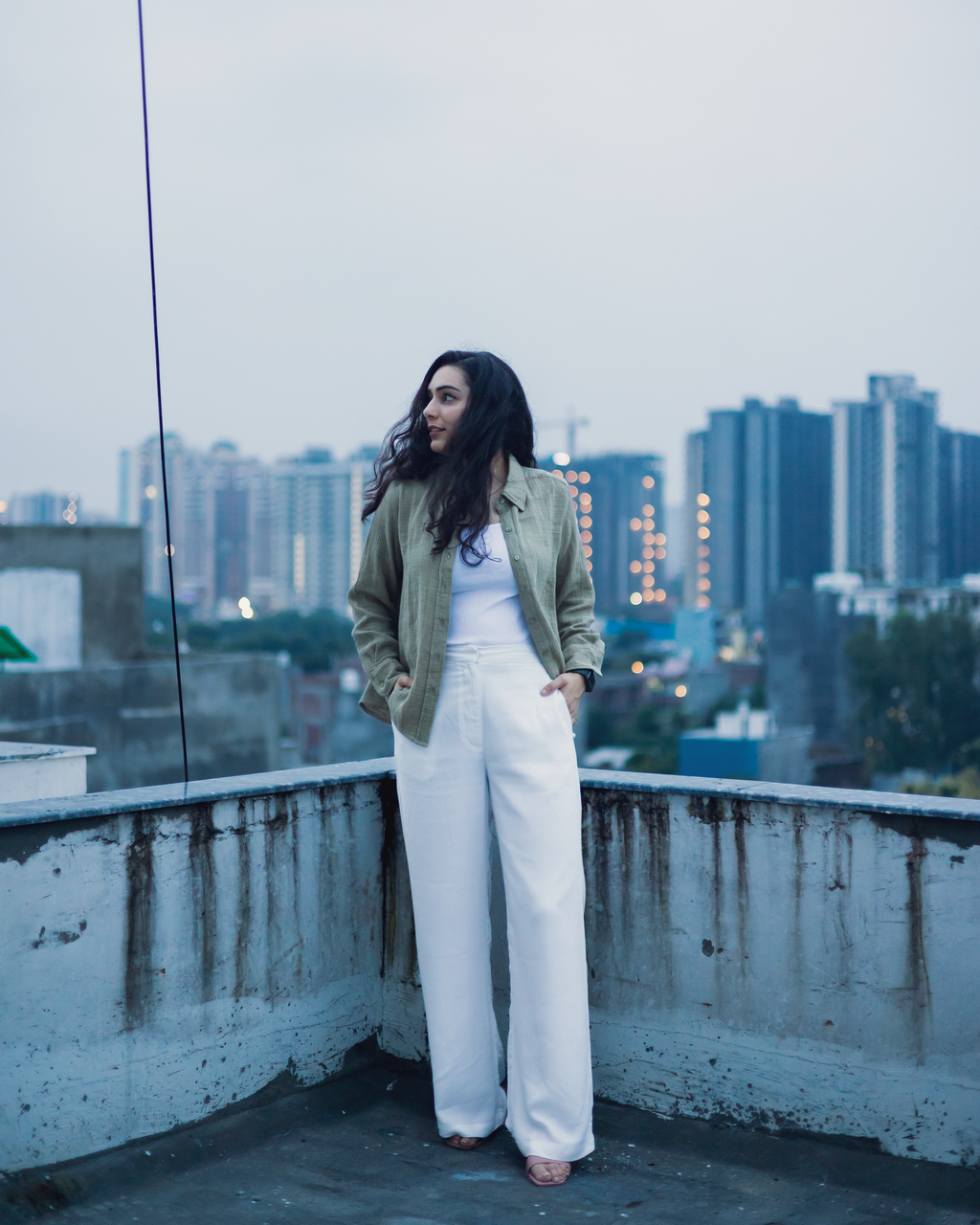 Olive Green Cotton Gauze Shirt