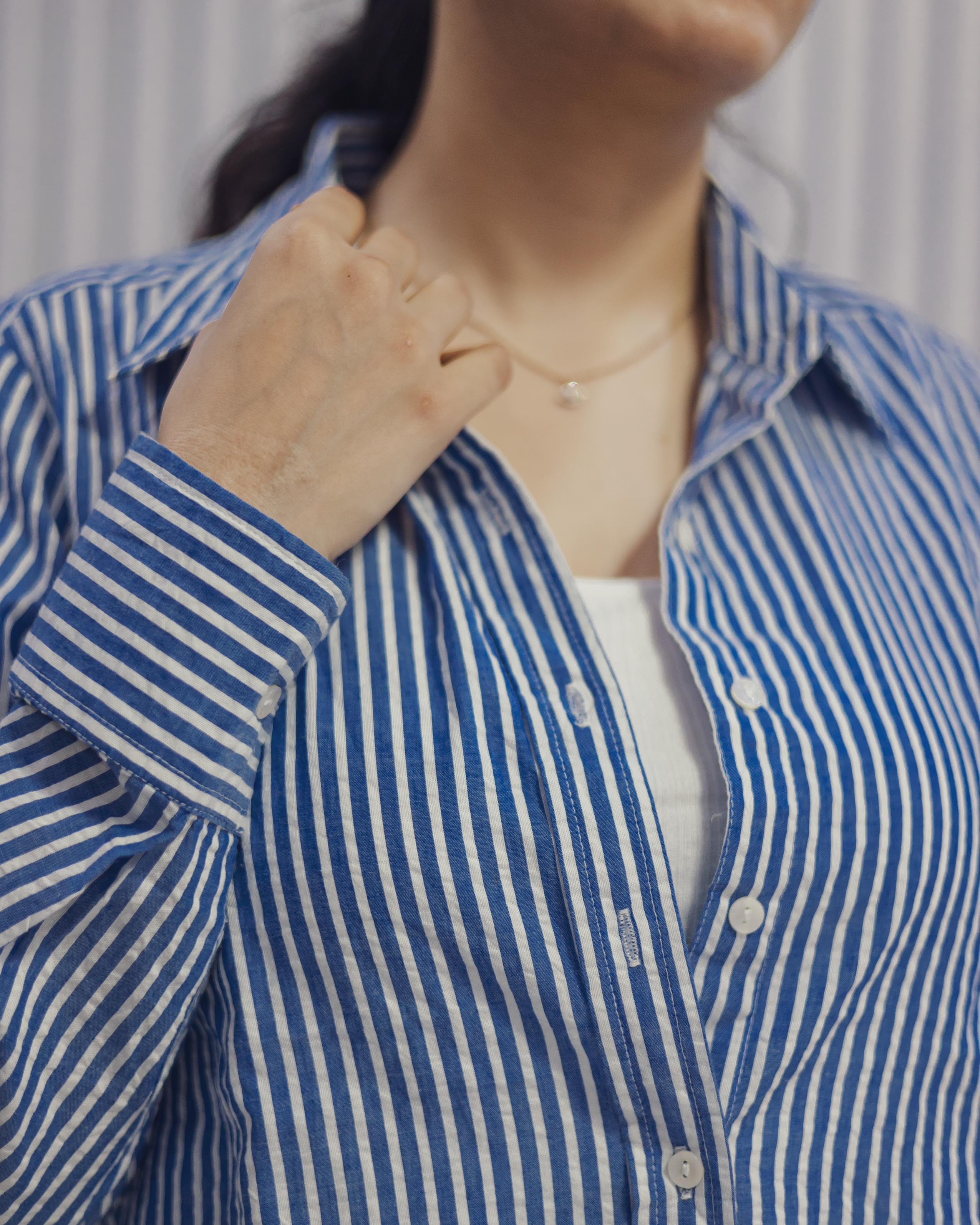 Blue & White Striped Cotton Shirt