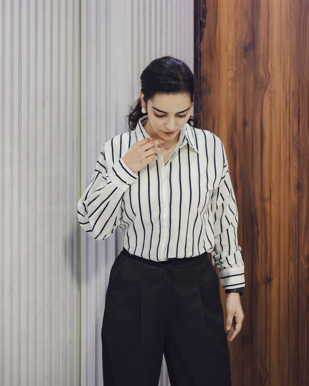 White & Black Striped Shirt