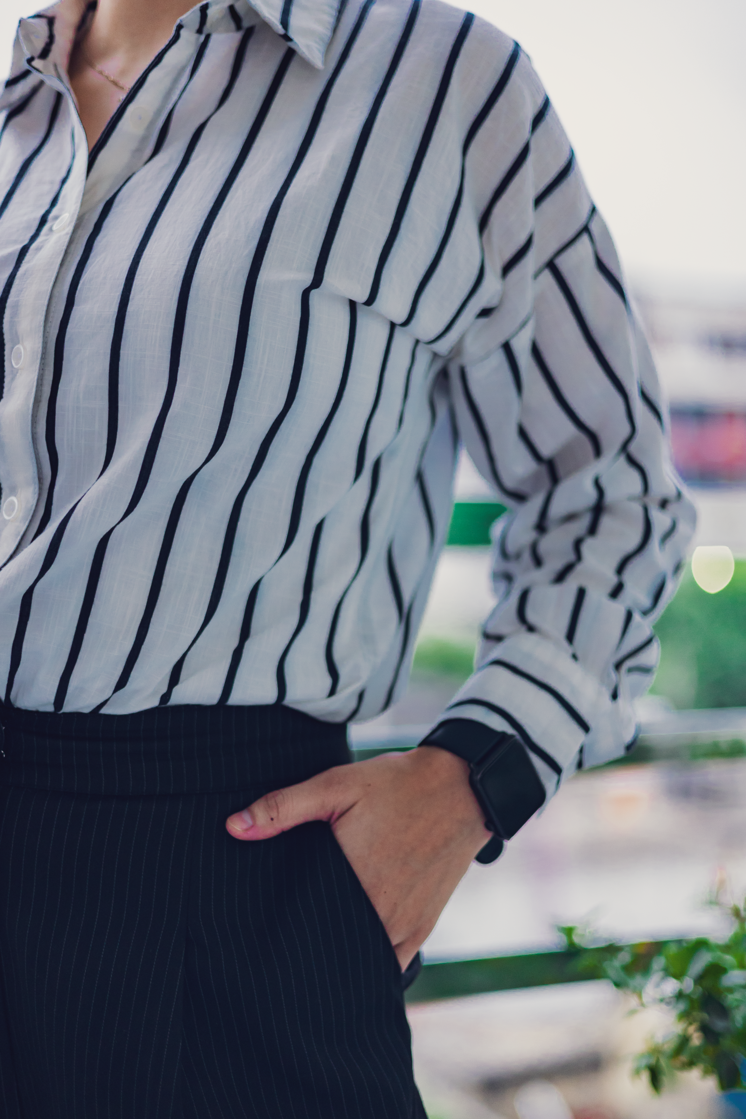 White & Black Striped Shirt