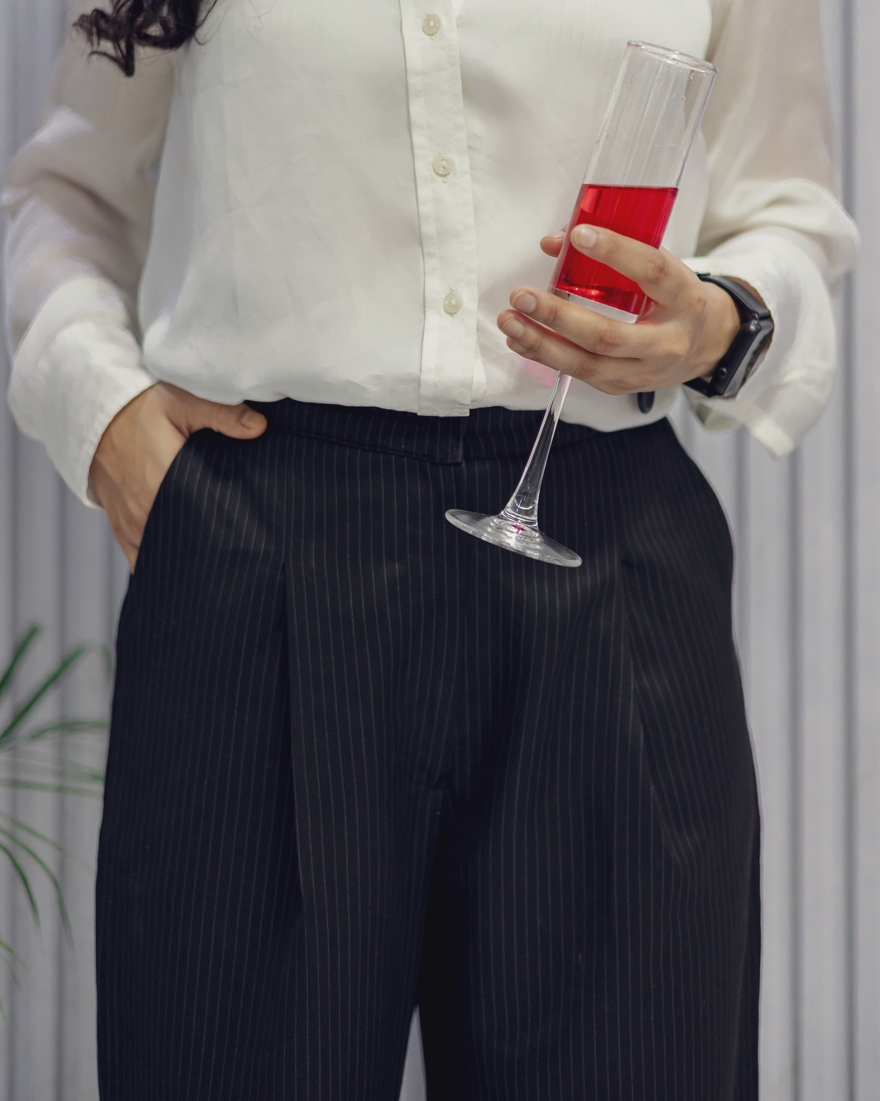 Classic Black & White Pinstripe Formal Trousers