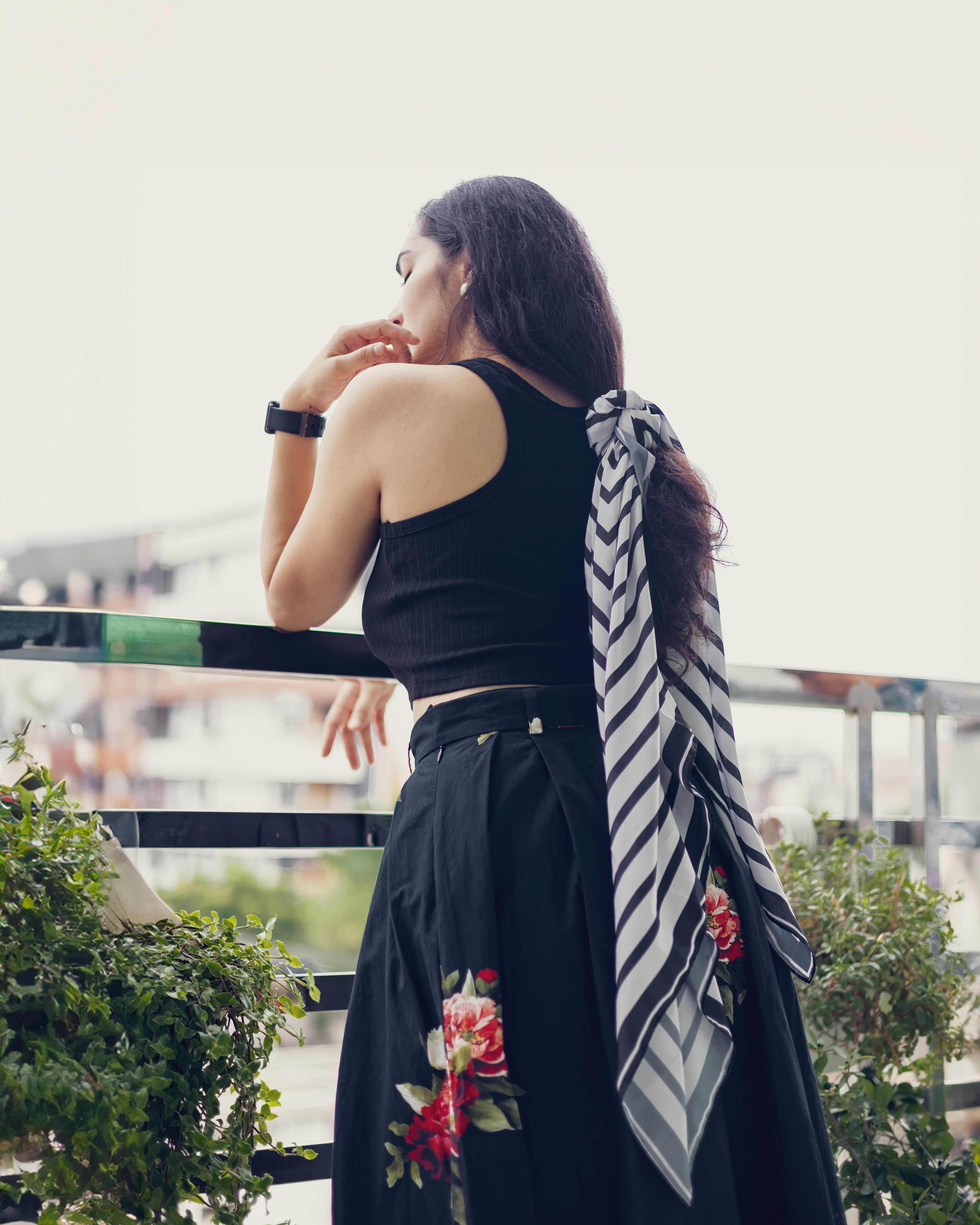 Versatile Striped Square Silk Scarf (105cm X 105cm)