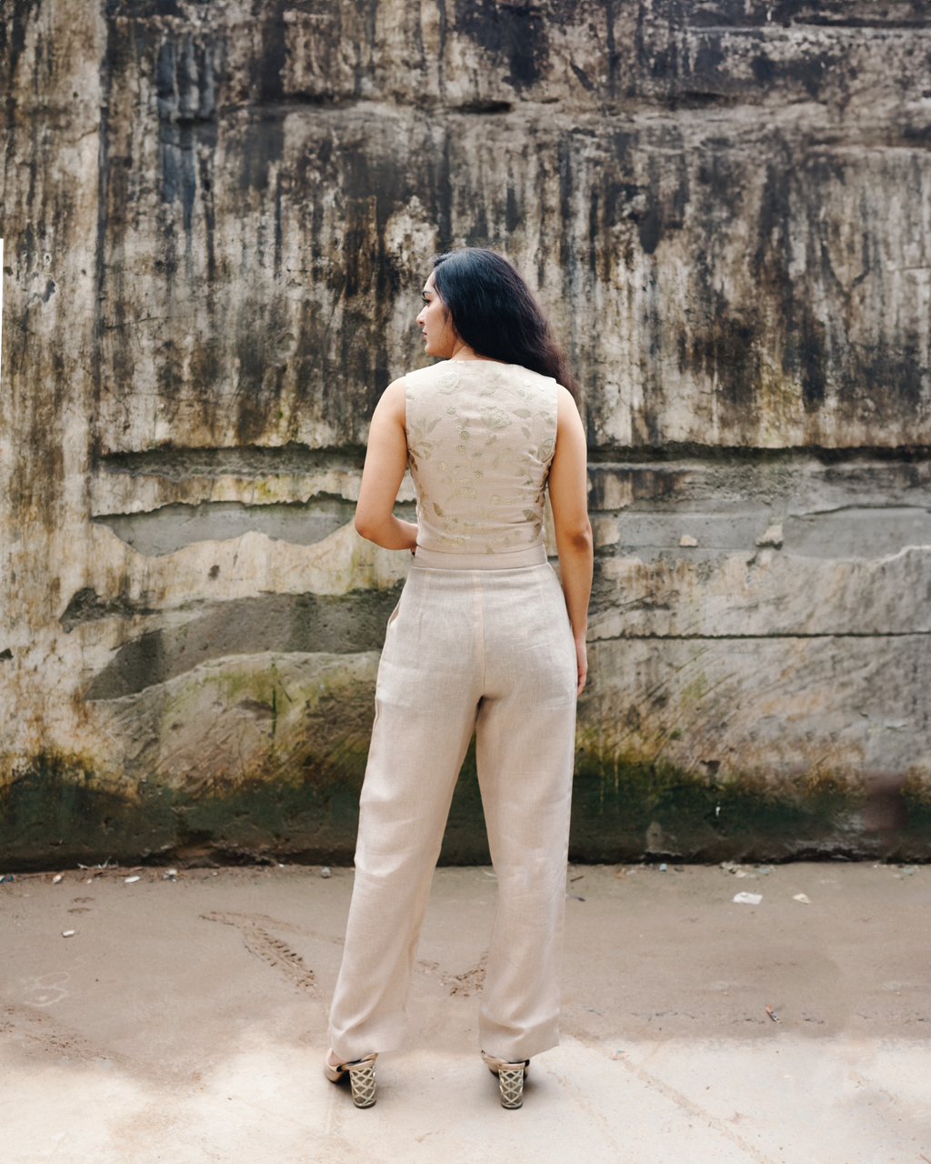 Tailored Linen Blend trouser -Beige