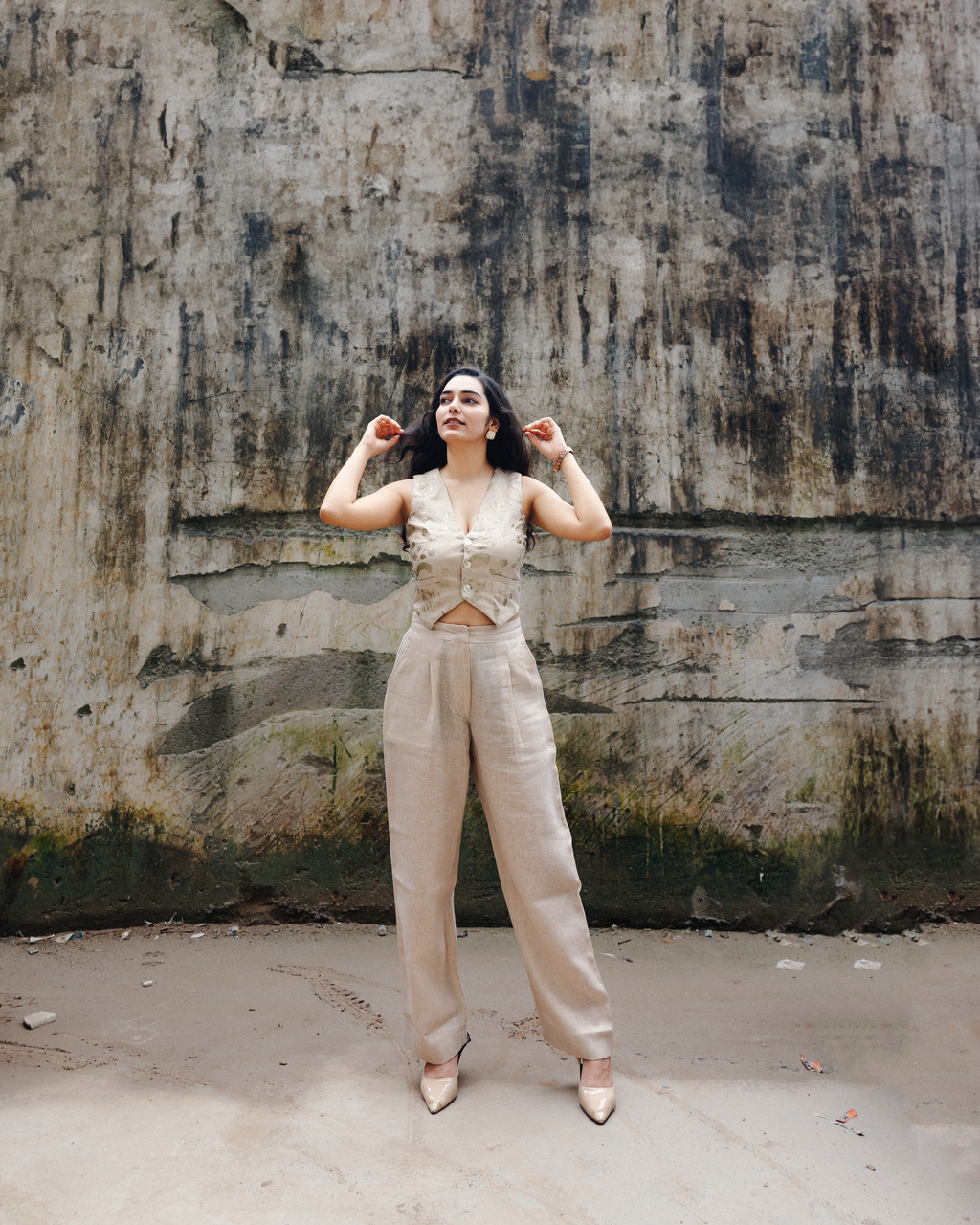 Tailored Linen Blend trouser -Beige