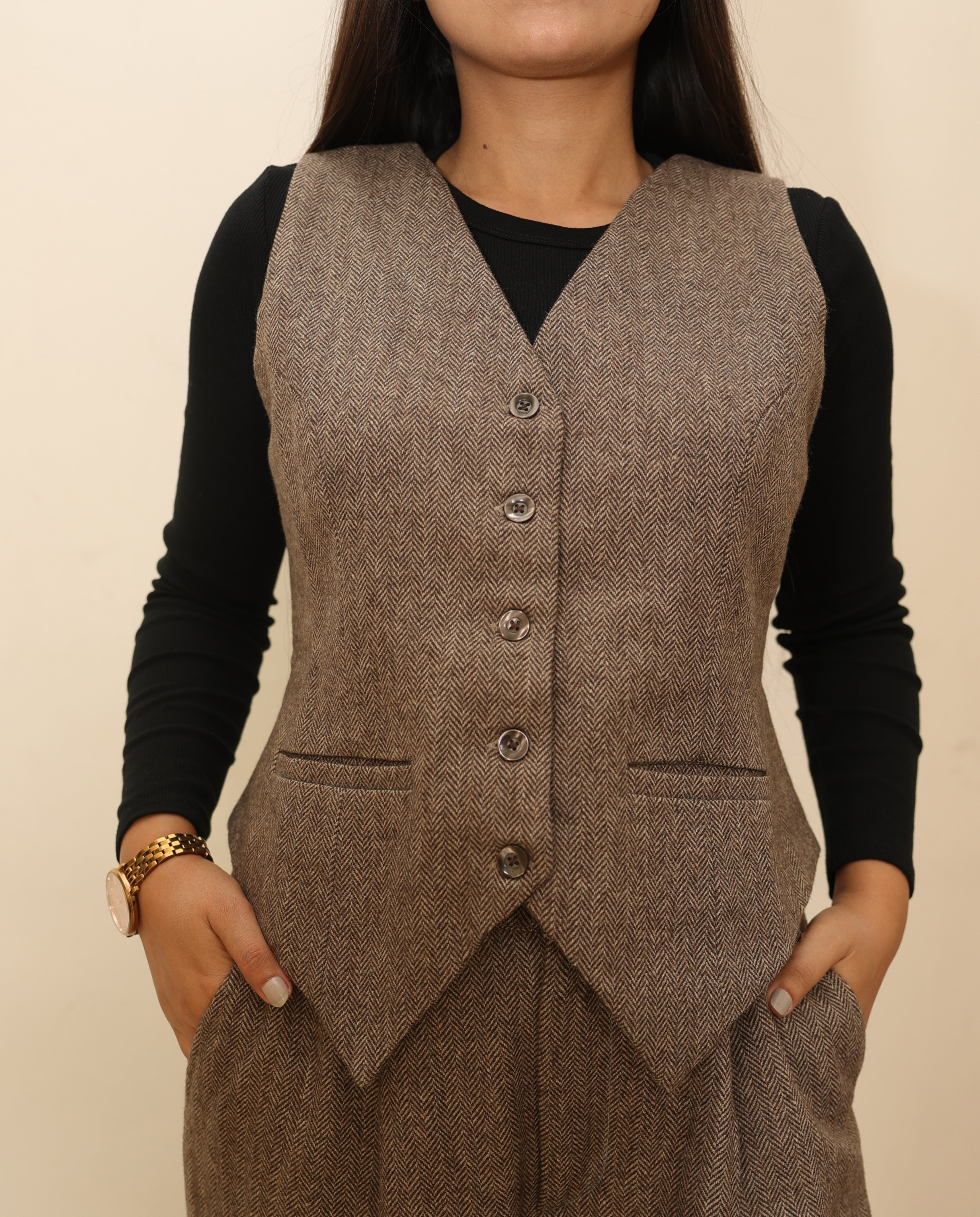 Classic Tweed Herringbone Waistcoat