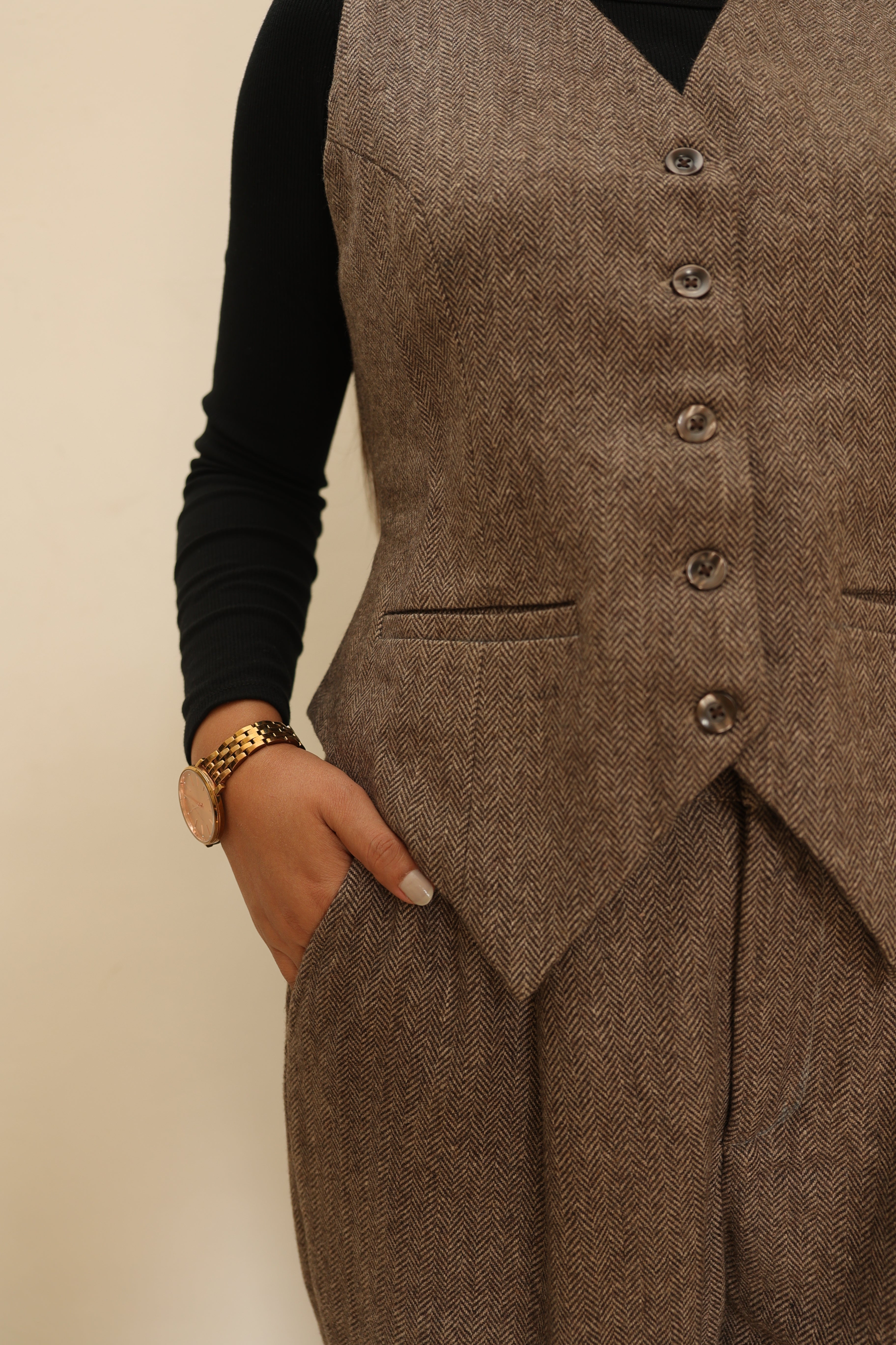 Classic Tweed Herringbone Waistcoat