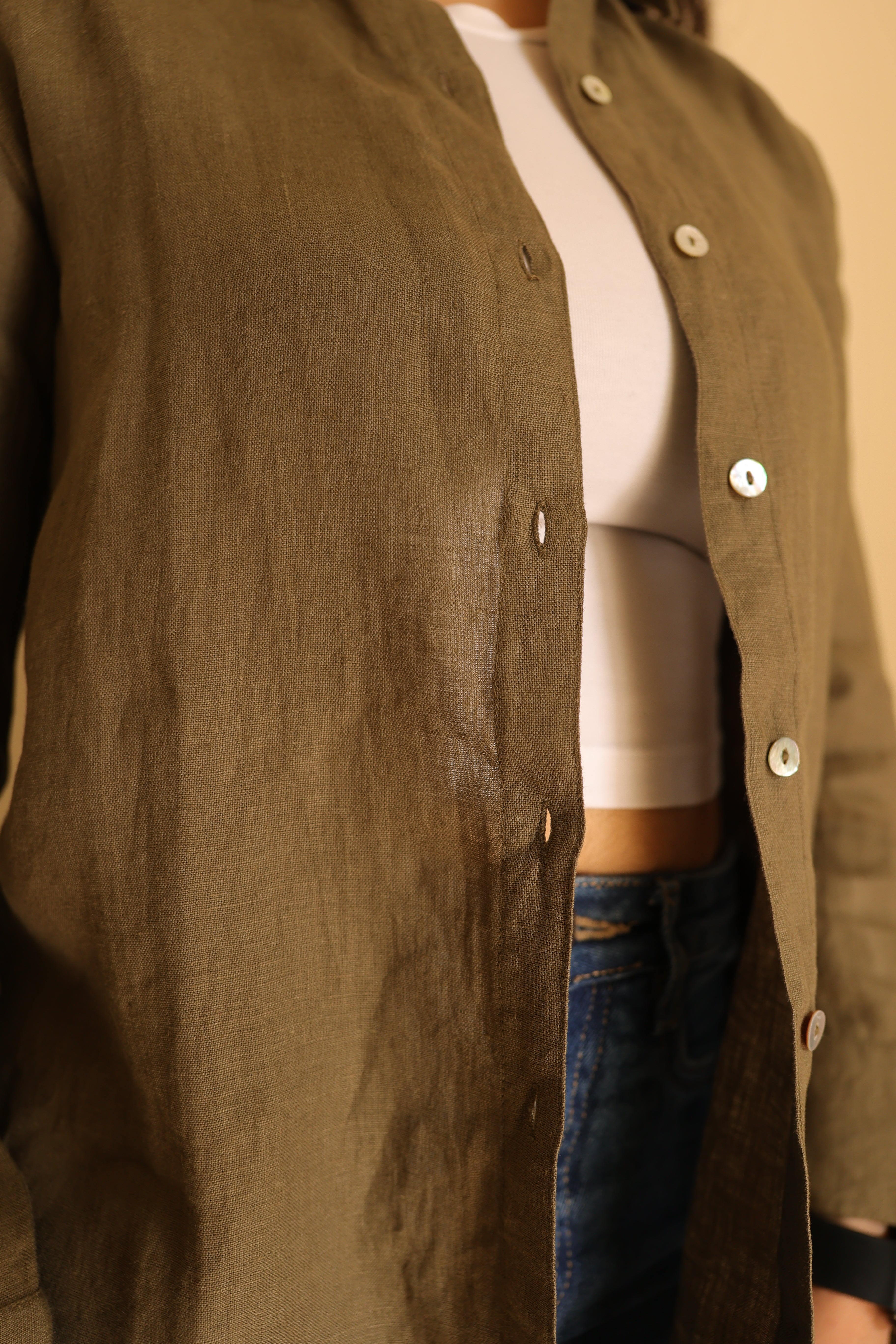 Olive Linen Shirt