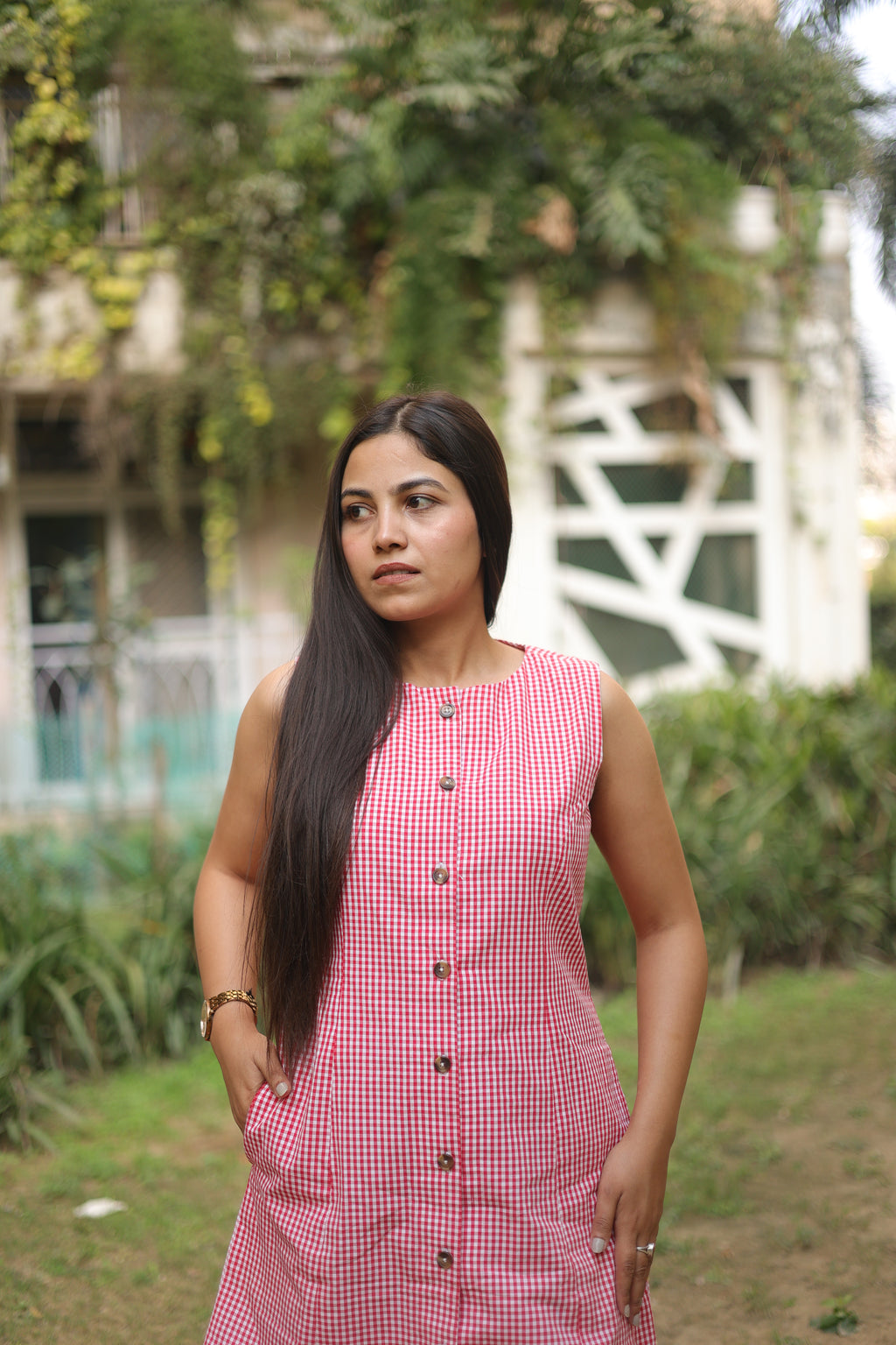 Timeless Gingham Cotton Dress