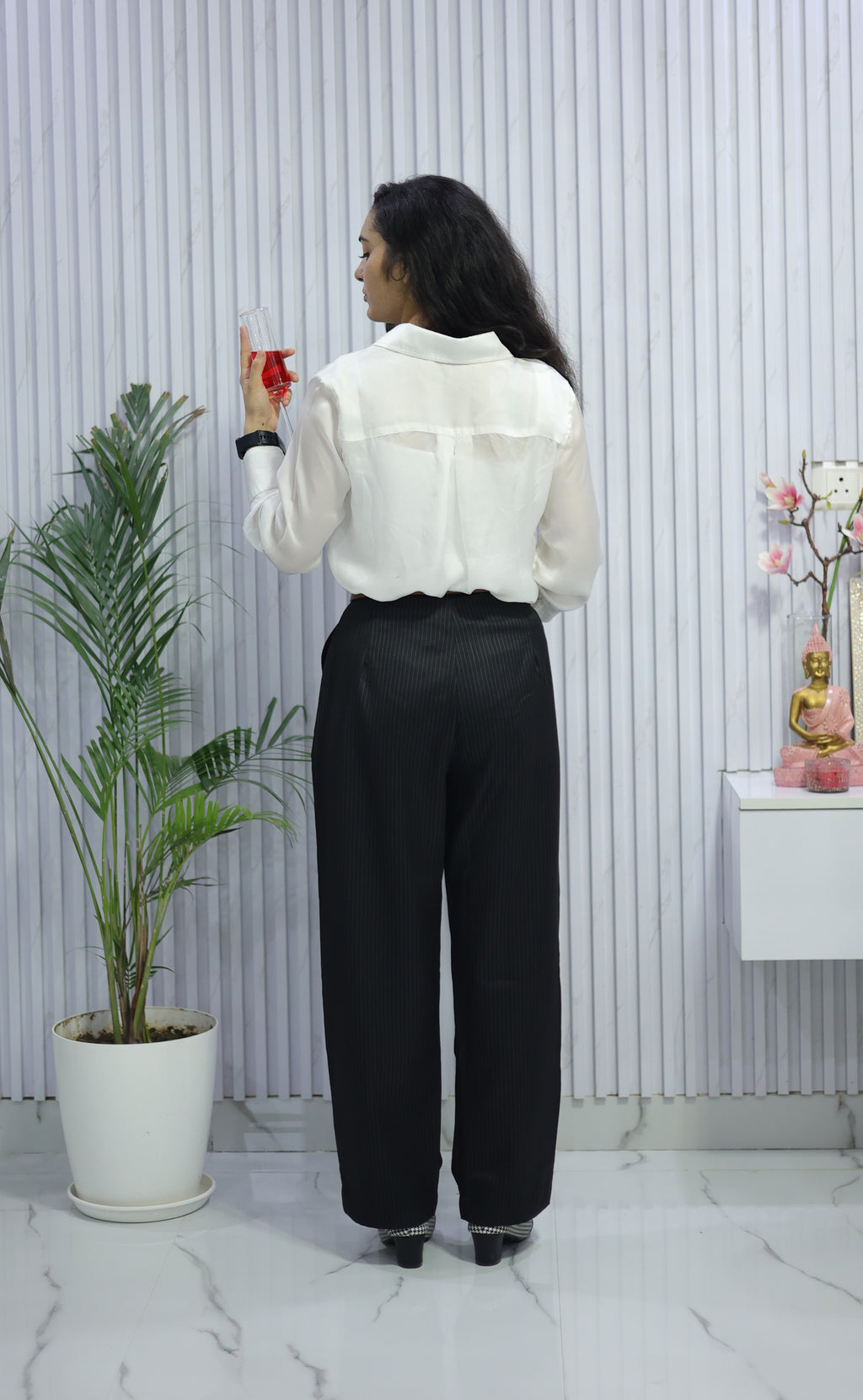 Classic Black & White Pinstripe Formal Trousers