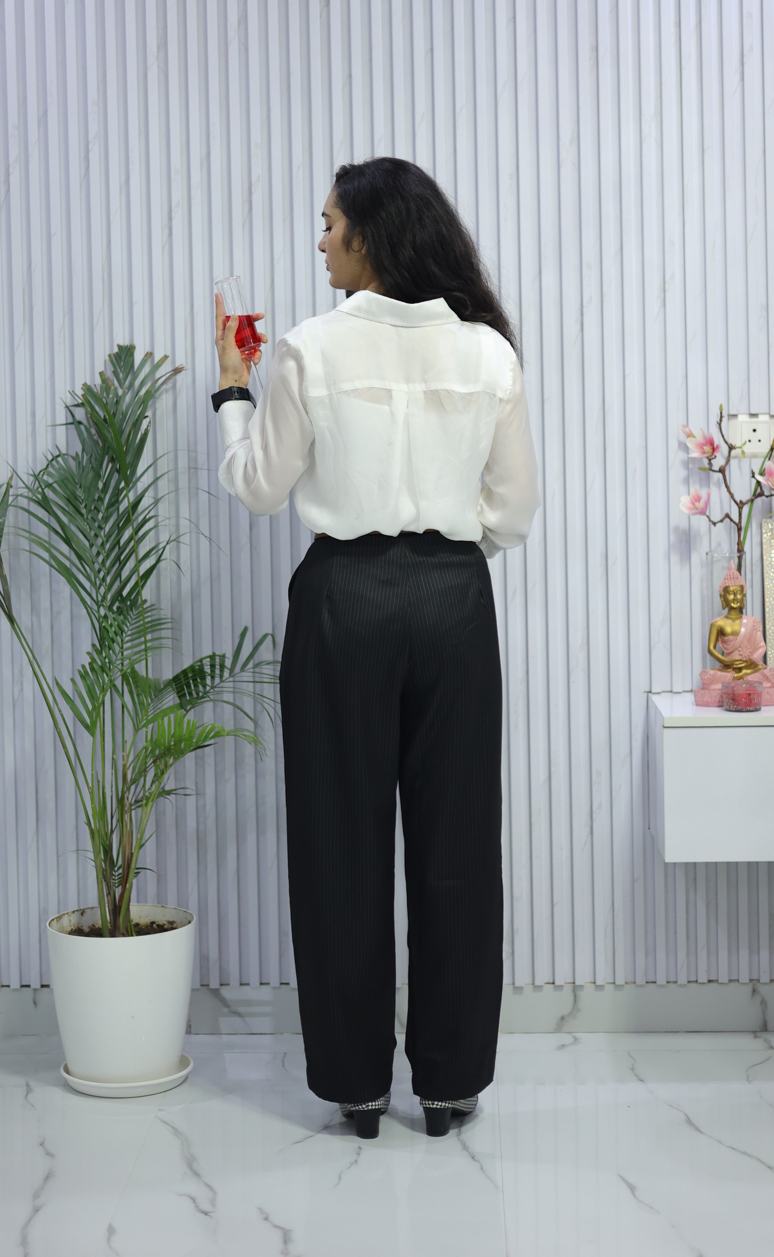 Classic Black & White Pinstripe Formal Trousers